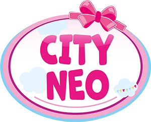 Puppenwagen City Neo blau mit rosa Sternen
